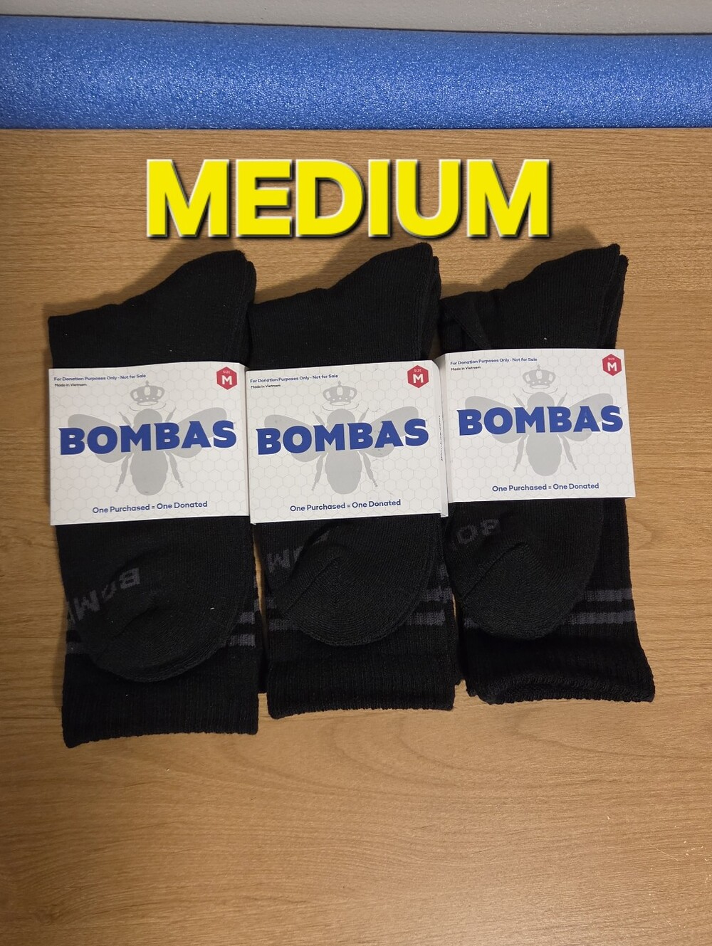 Bombas Black Crew Socks - 3 Pack Medium- Unisex
